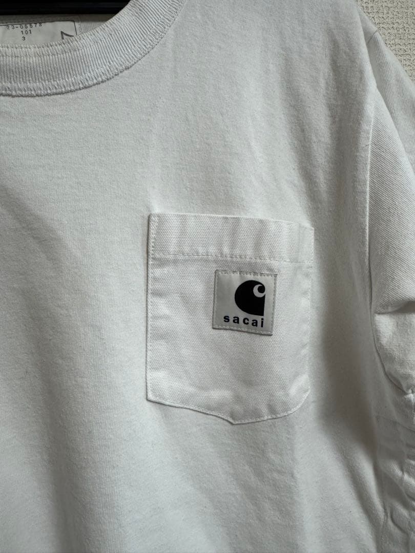 sacai x carhartt ホワイト Tシャツ サイズ3