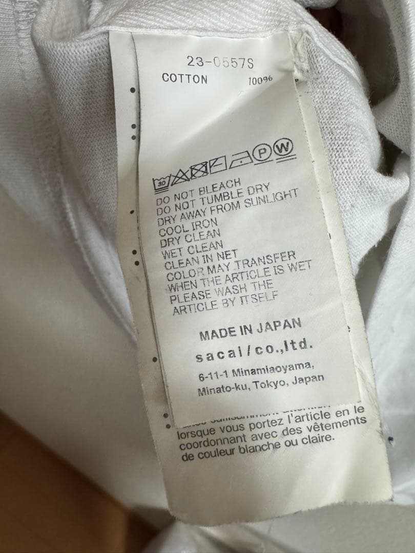 sacai x carhartt ホワイト Tシャツ サイズ3