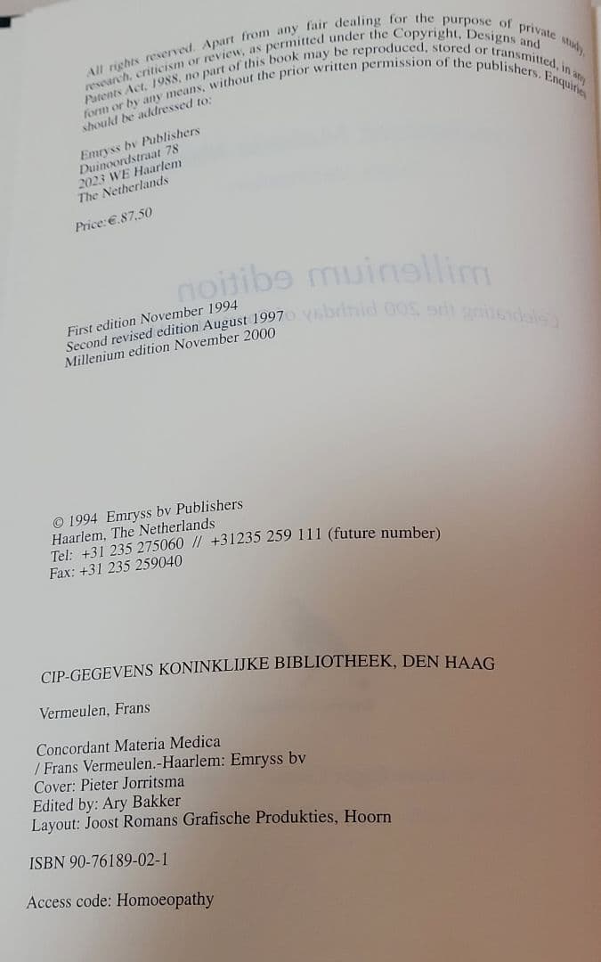 洋書 Concordant Materia Medica by Vermeulen