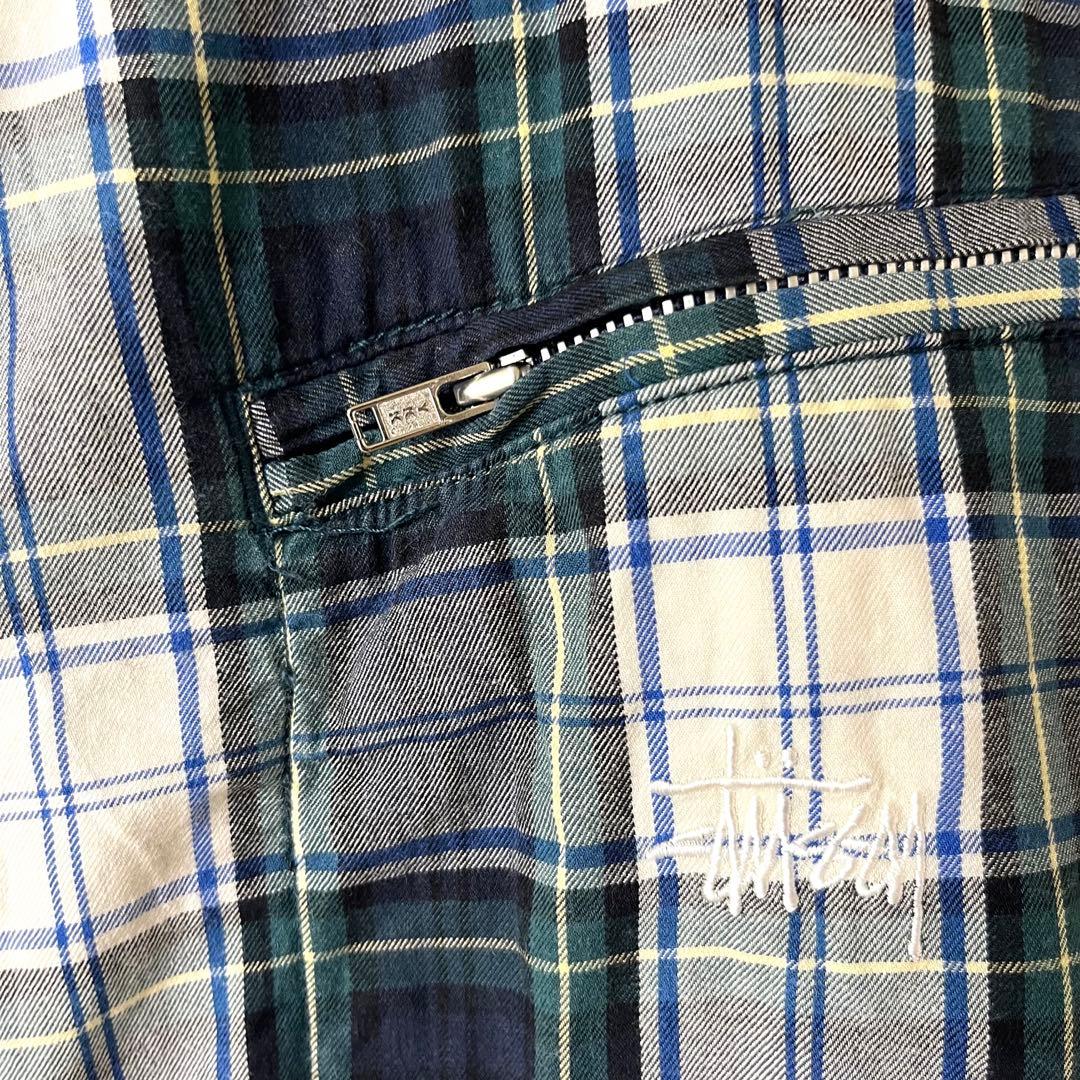 古着 00s ステューシー チェック パーカー シャツ ブルゾン スイングトップ