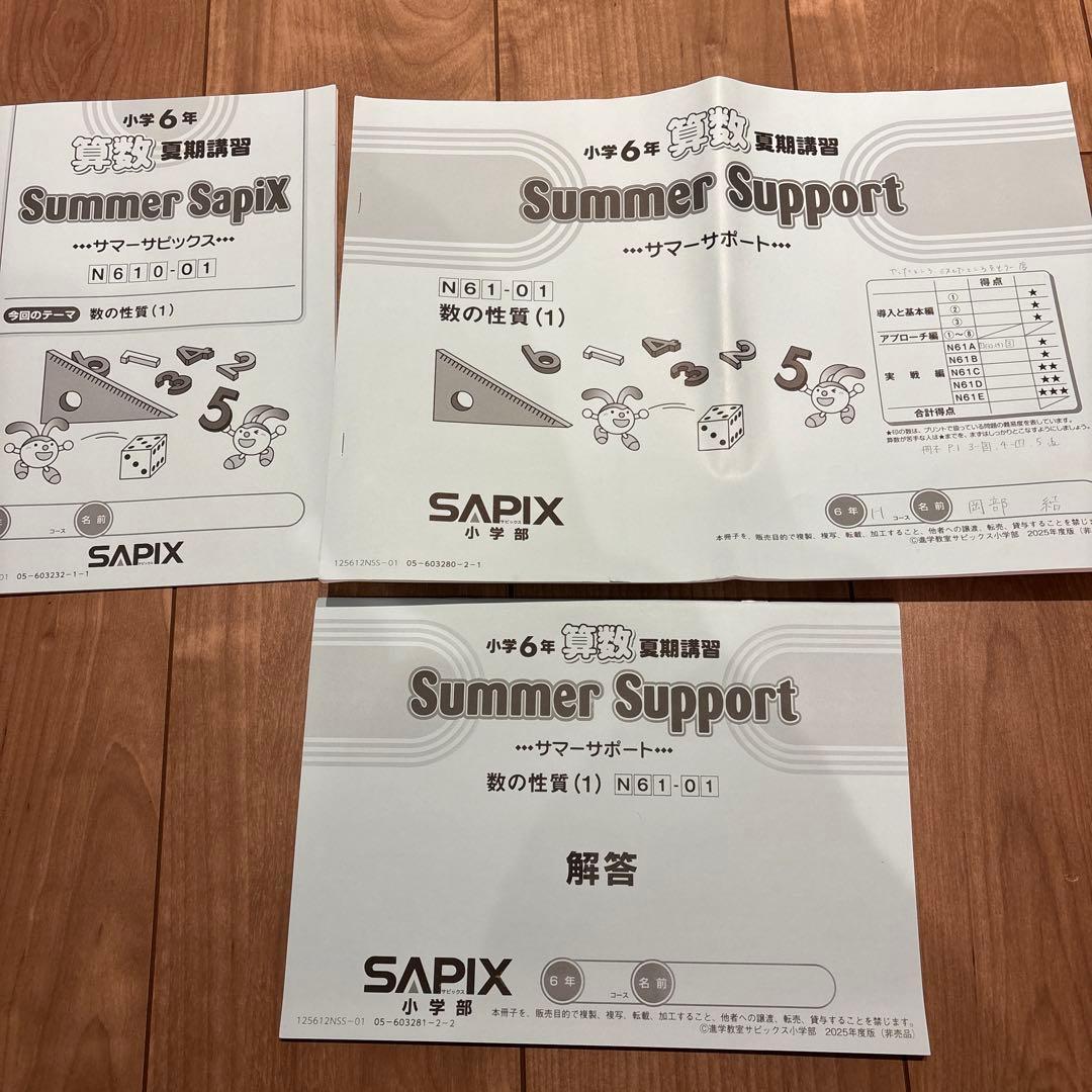 SAPIX サピックス 6年　算数スプリング・サマー・ウィークリーのセット
