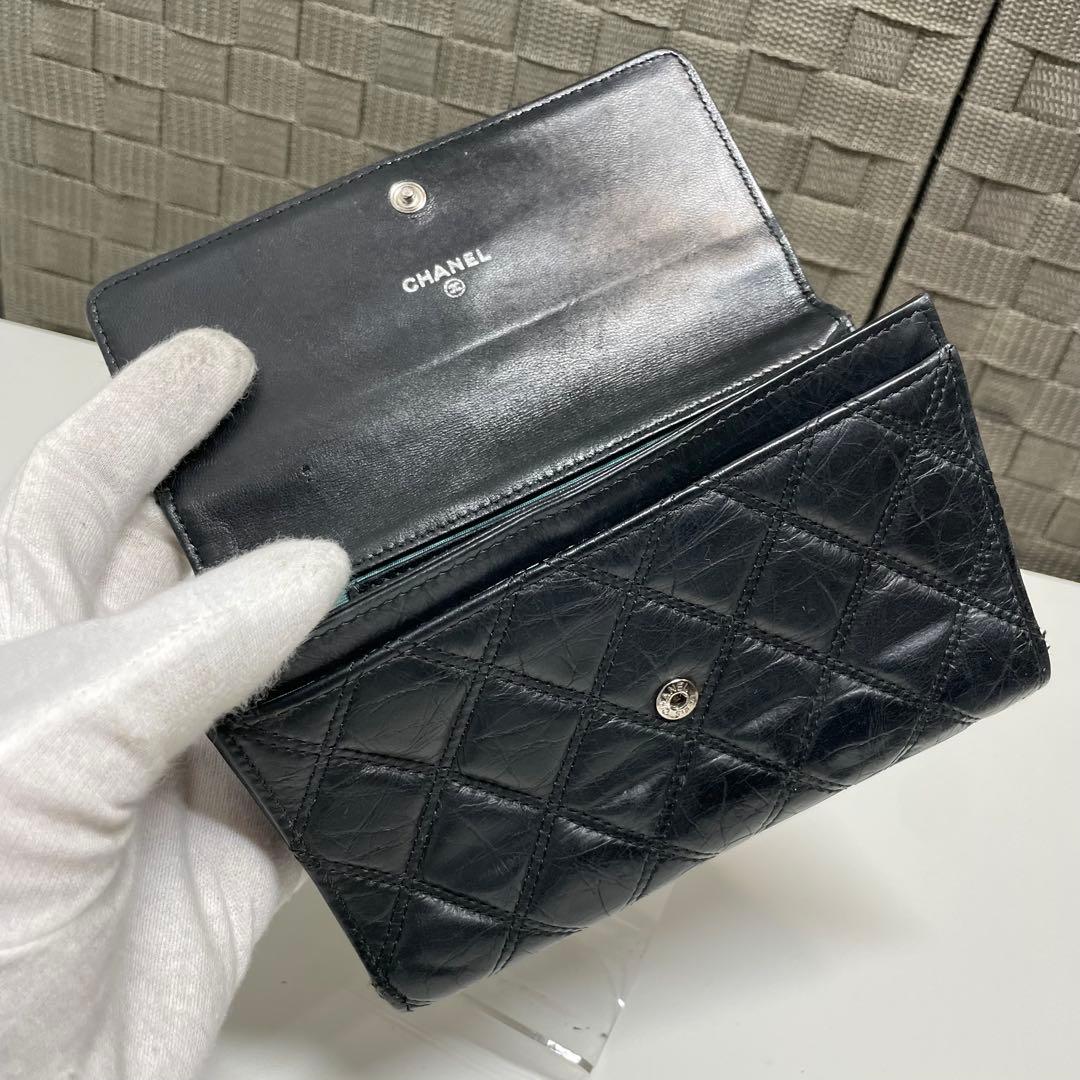 S*A様 CHANEL NY限定　マトラッセ 二つ折り財布 ブラック