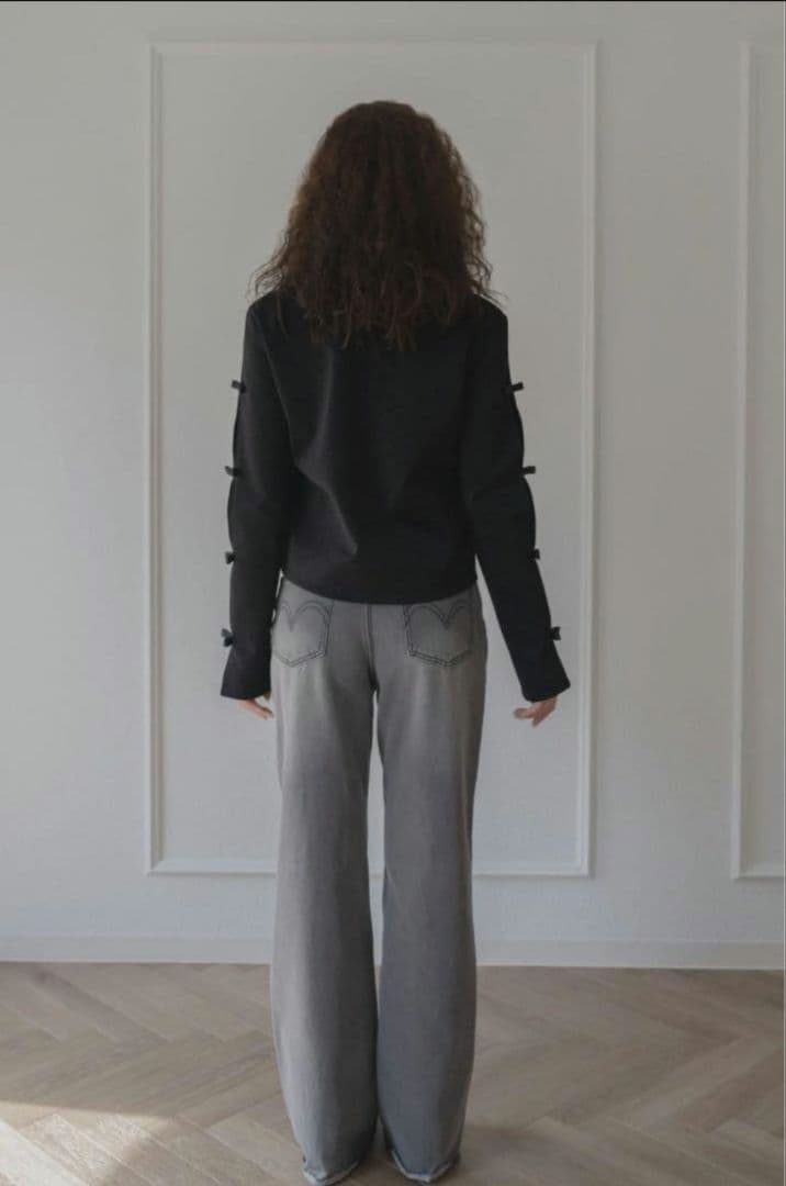 ellie ストレートワイドデニム GRAY S
