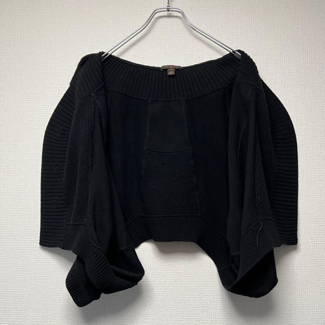 ウールカシミヤ✨ ルイヴィトン ポンチョカーディガン ニット ケープ 黒 L
