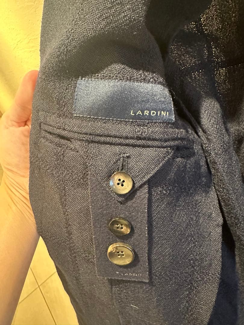 LARDINI ネイビー チェック柄 テーラードジャケット