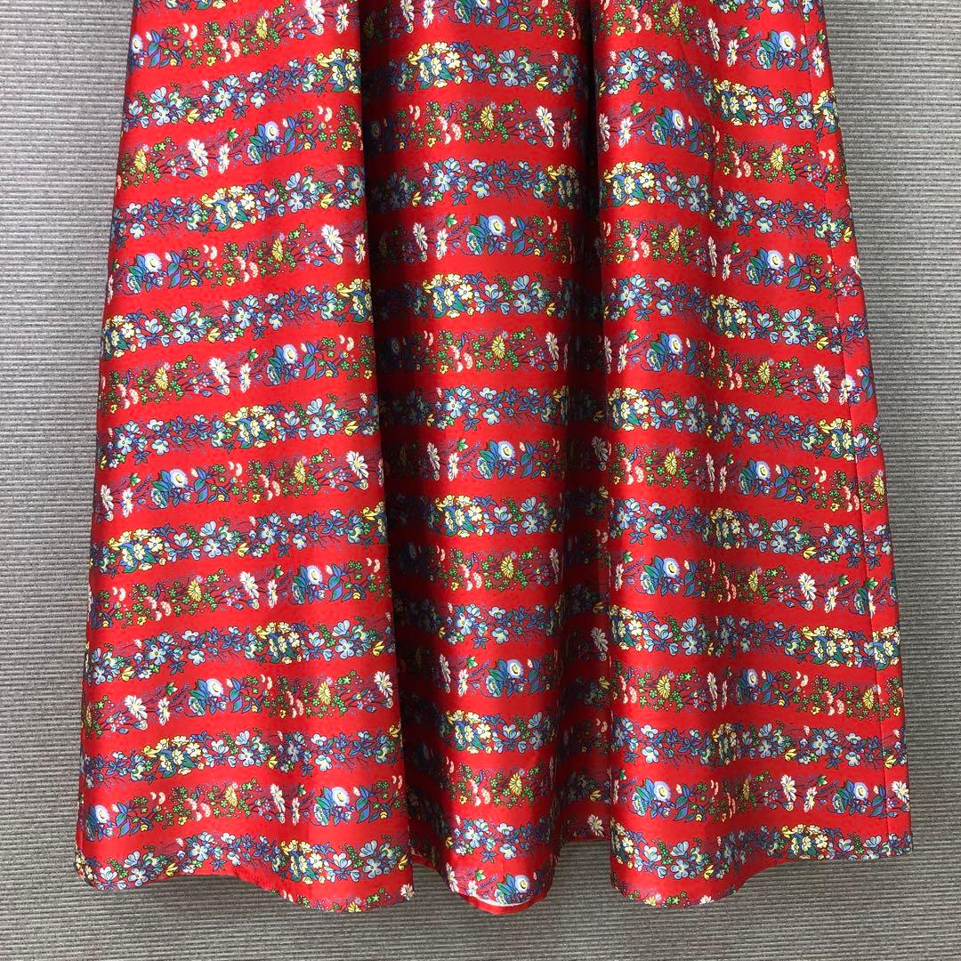 未使用品 LOULOU WILLOUGHBY ボーダーフラワースカート レッド