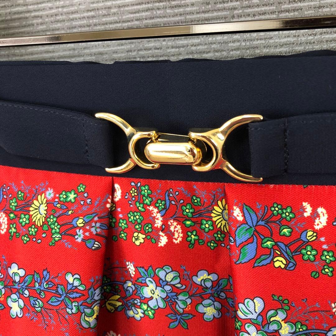未使用品 LOULOU WILLOUGHBY ボーダーフラワースカート レッド