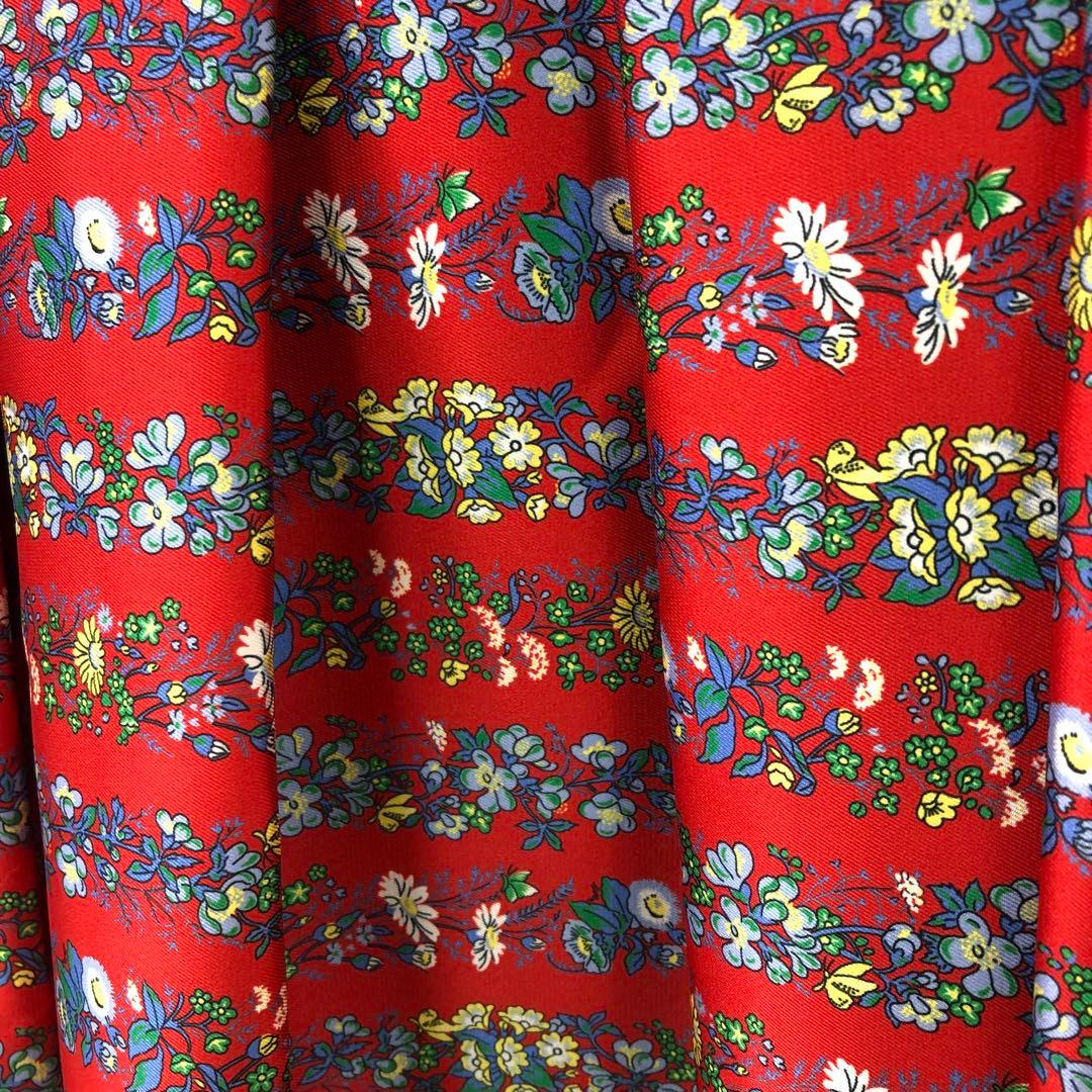 未使用品 LOULOU WILLOUGHBY ボーダーフラワースカート レッド