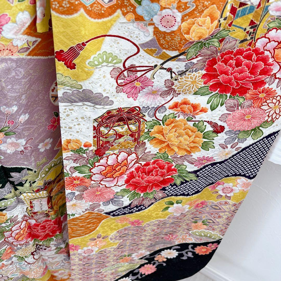 新品正絹振袖フルセット　王道古典柄　銀通し駒刺繍　成人式　緑