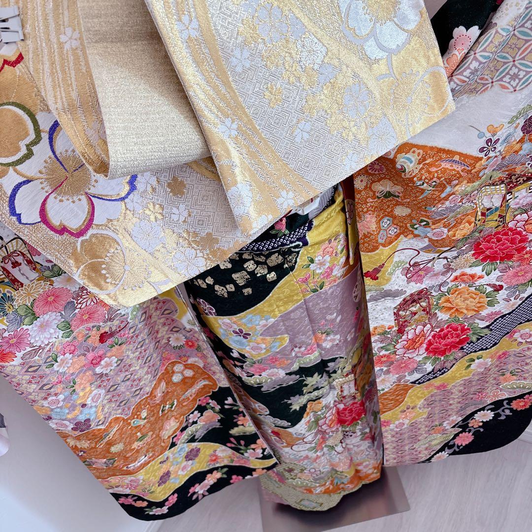 新品正絹振袖フルセット　王道古典柄　銀通し駒刺繍　成人式　緑