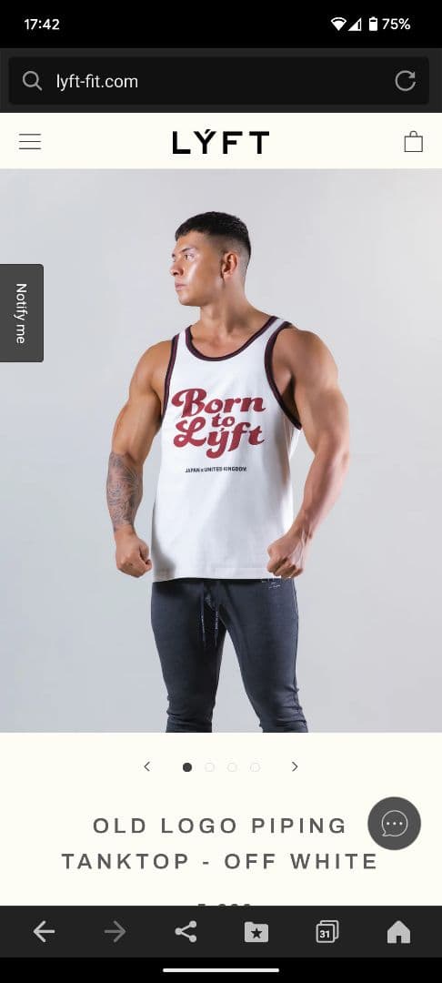 Born to Lift タンクトップ - オフホワイト LYFTリフト