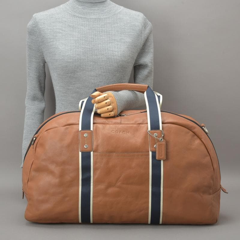 美品◇COACH コーチ ヘリテージ ダッフル ボストンバッグ レザー ブラウン