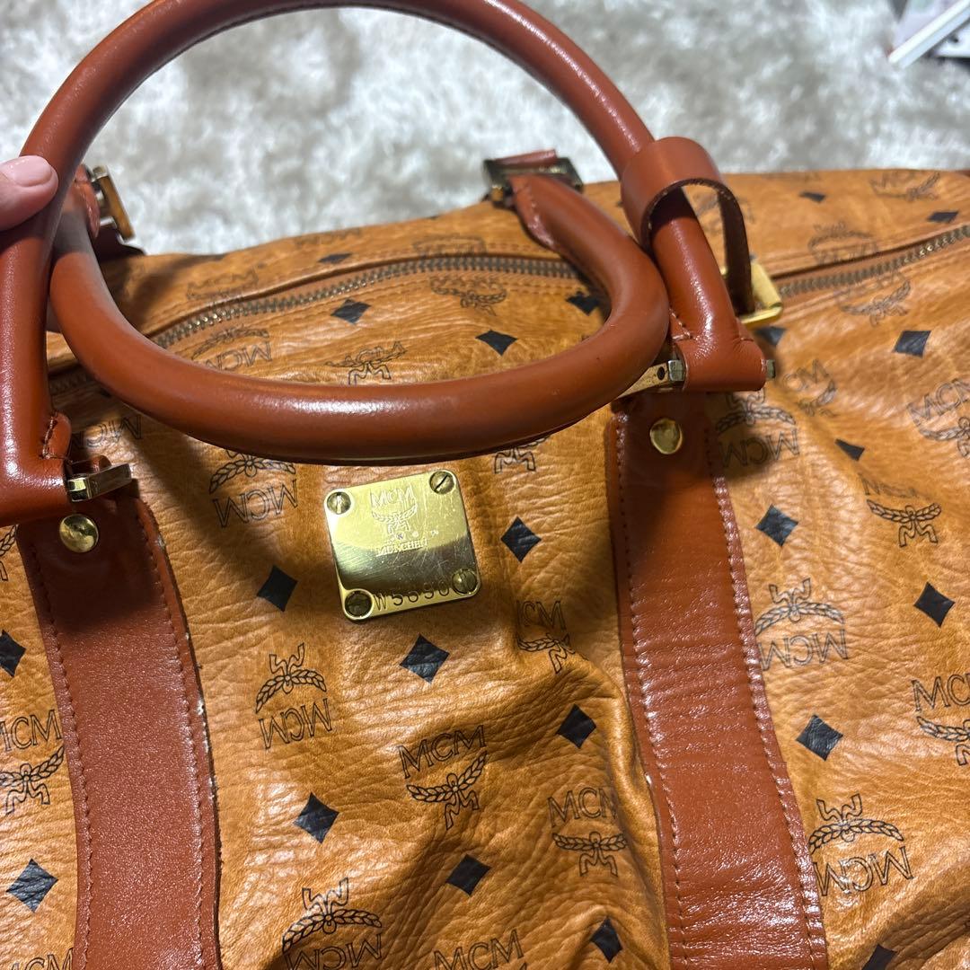 MCM ブラウン ダイヤモンドパターン ボストンバッグ