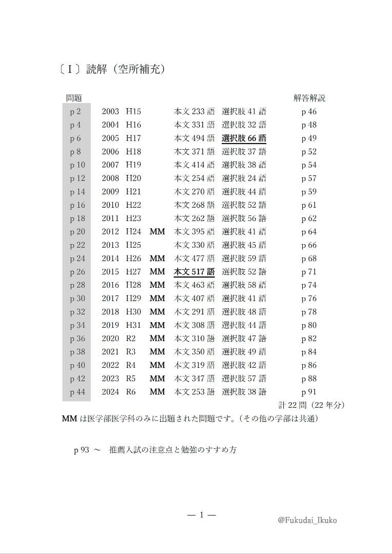 【塾教材】福岡大学の英語・数学まとめ｜推薦（A方式・地域枠）｜医学部医学科MM