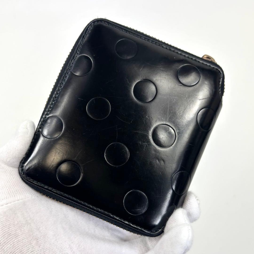 美品 コムデギャルソン 2つ折り財布 ラウンドジップ ポルカドット