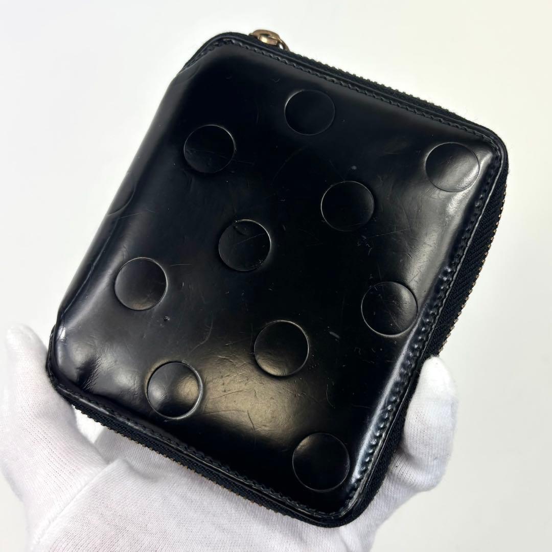 美品 コムデギャルソン 2つ折り財布 ラウンドジップ ポルカドット