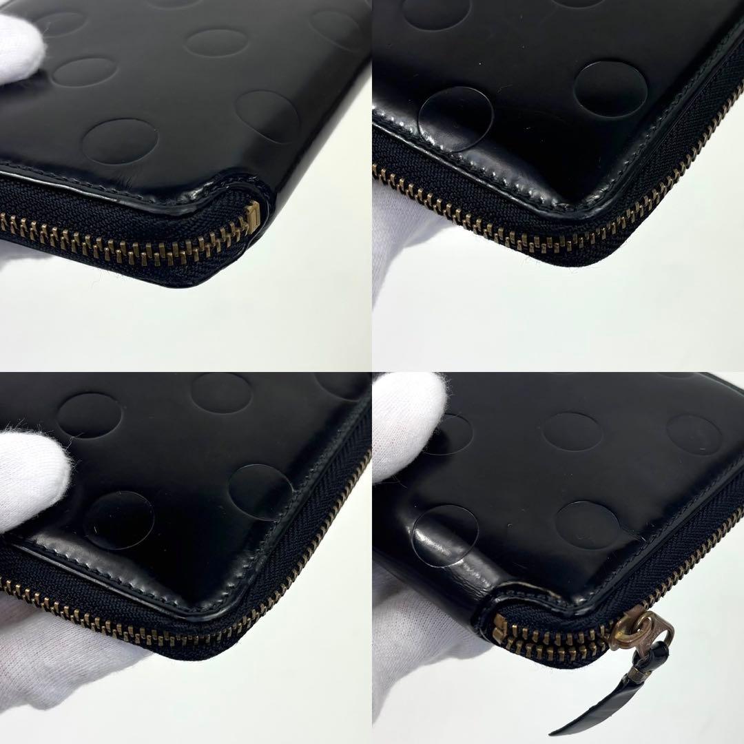 美品 コムデギャルソン 2つ折り財布 ラウンドジップ ポルカドット