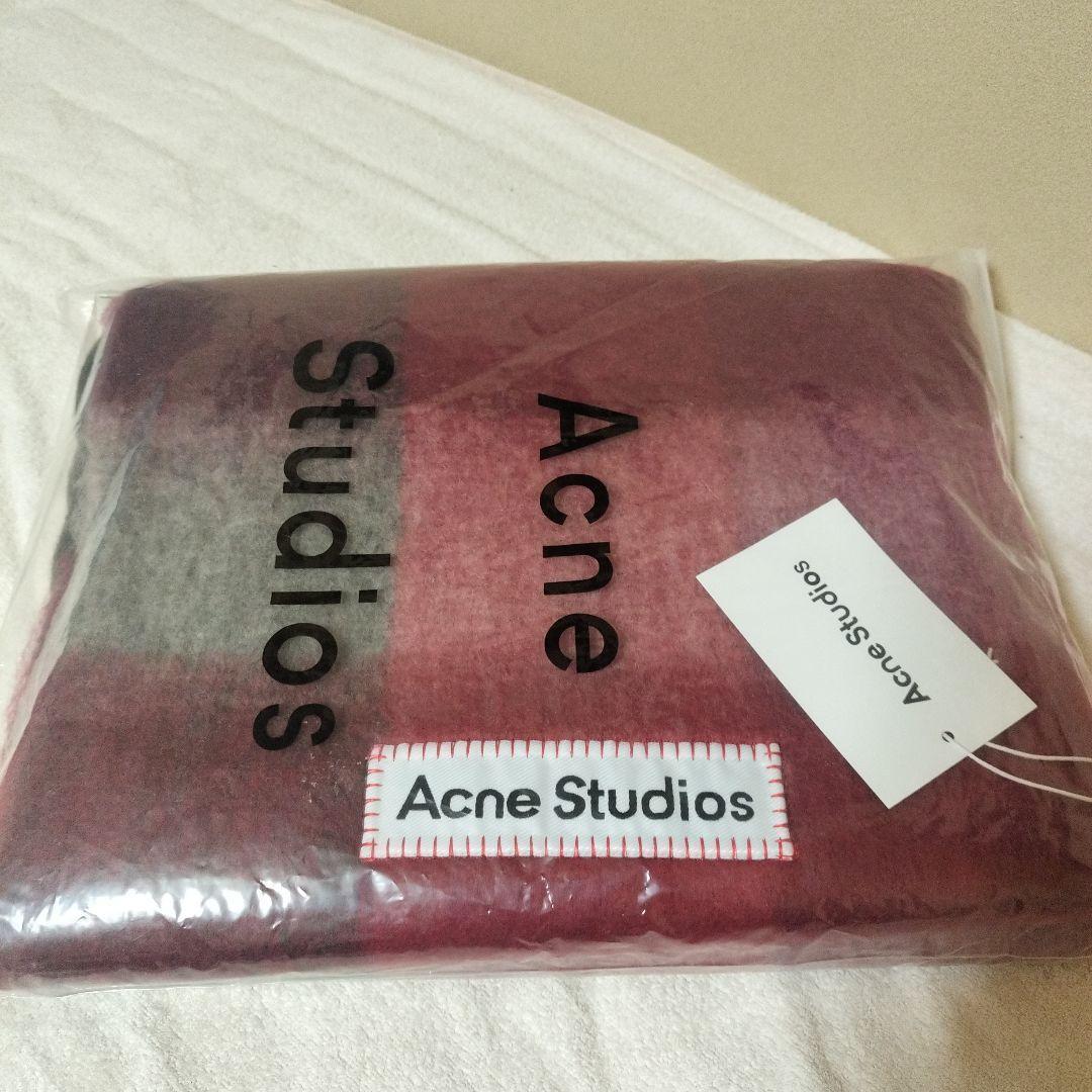赤　マフラー　Acne Studios　チェック柄　　スカーフ