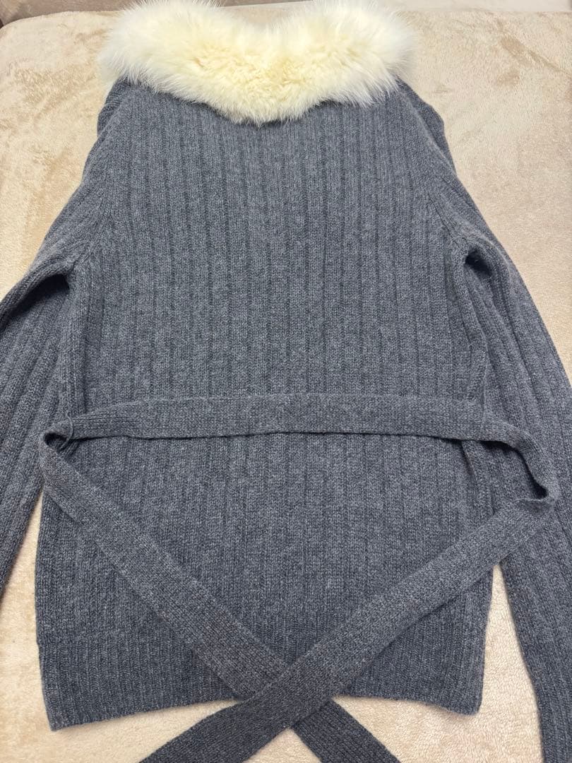 美品 PRADA ストライプ マフラー グレー系　カシミヤ