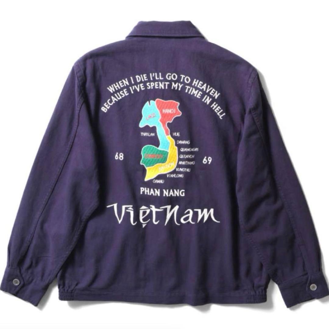【HOUSTON】 COTTON LINEN VIETNAM JACKET紺XL