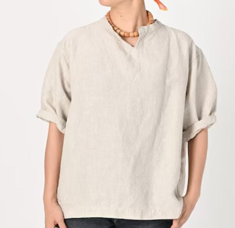 45R リネンの908Tシャツ 大きめ 麻100%