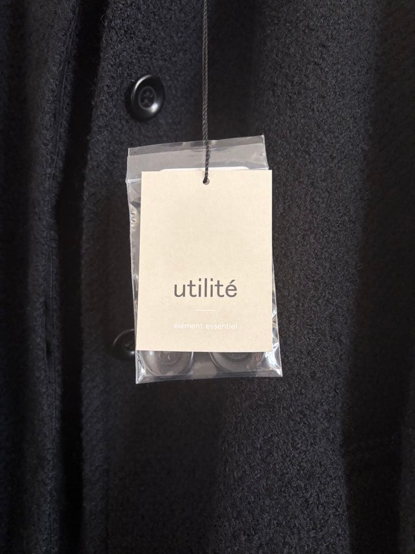 utiliteユティリテ　ループツイードノーカラーロングコート