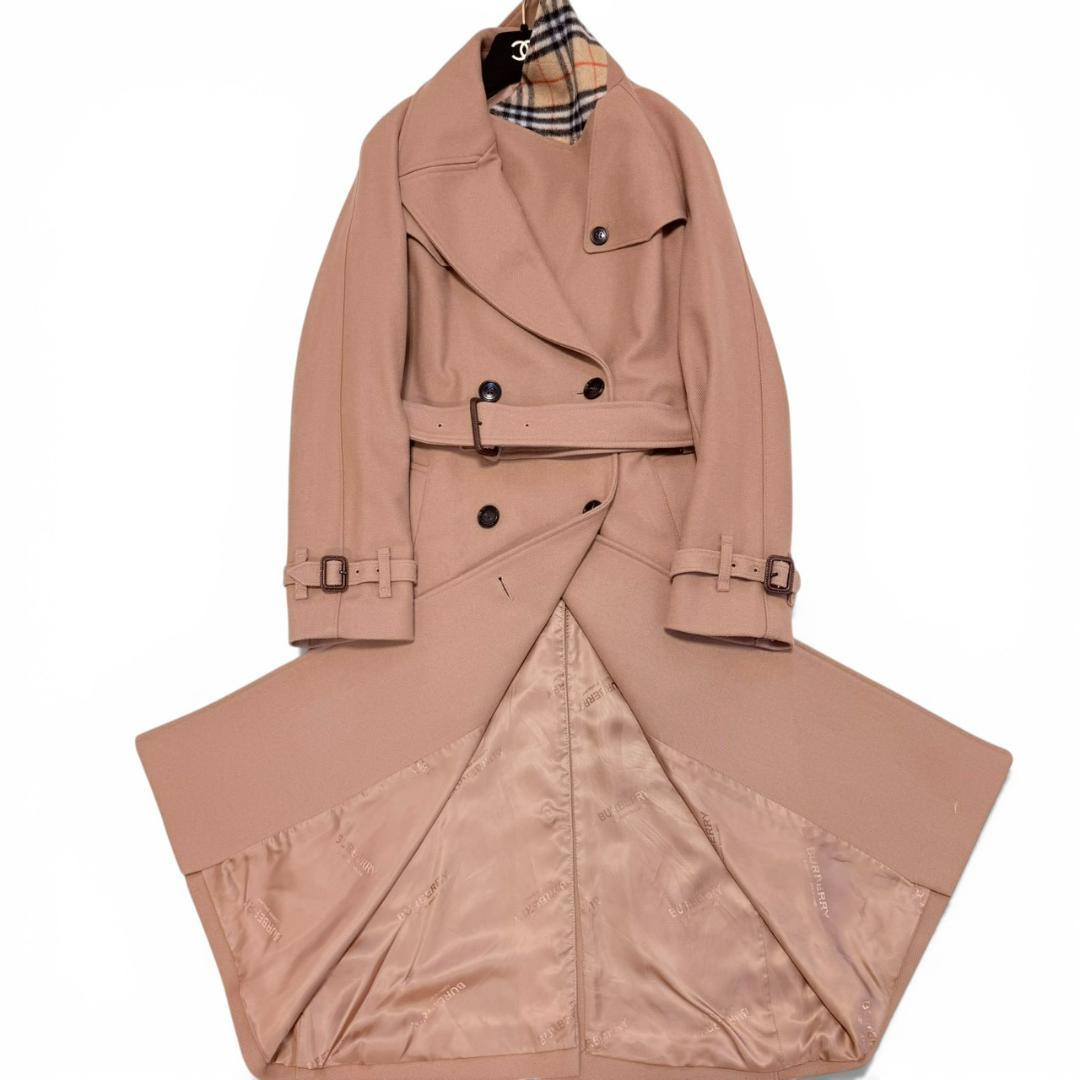 【美品/高級カシミヤ】 BURBERRY 腰ベルト トレンチコート マキシ丈
