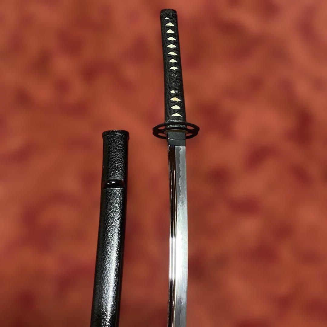 高級模造刀 武蔵拵え 黒柄 海鼠透し鍔 黒鱗鞘