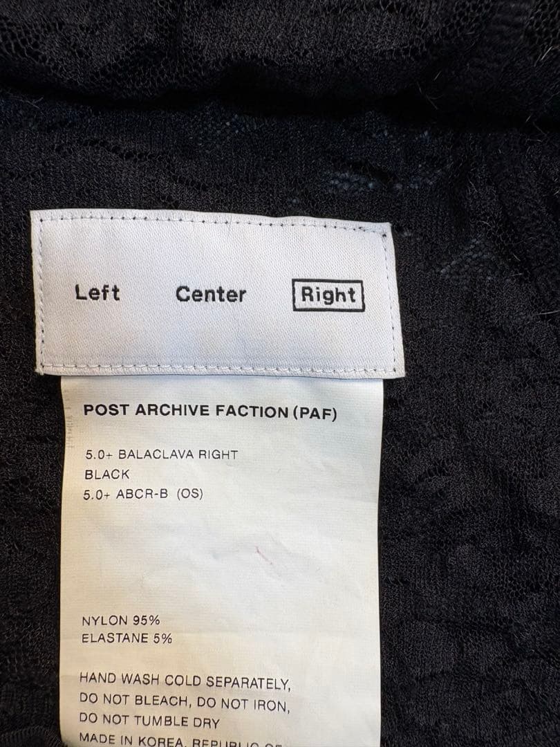 post archive faction バラクラバ　PAF 黒　ブラック