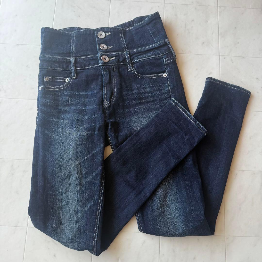 GYDA H/W ウエストクロススキニーデニムパンツ