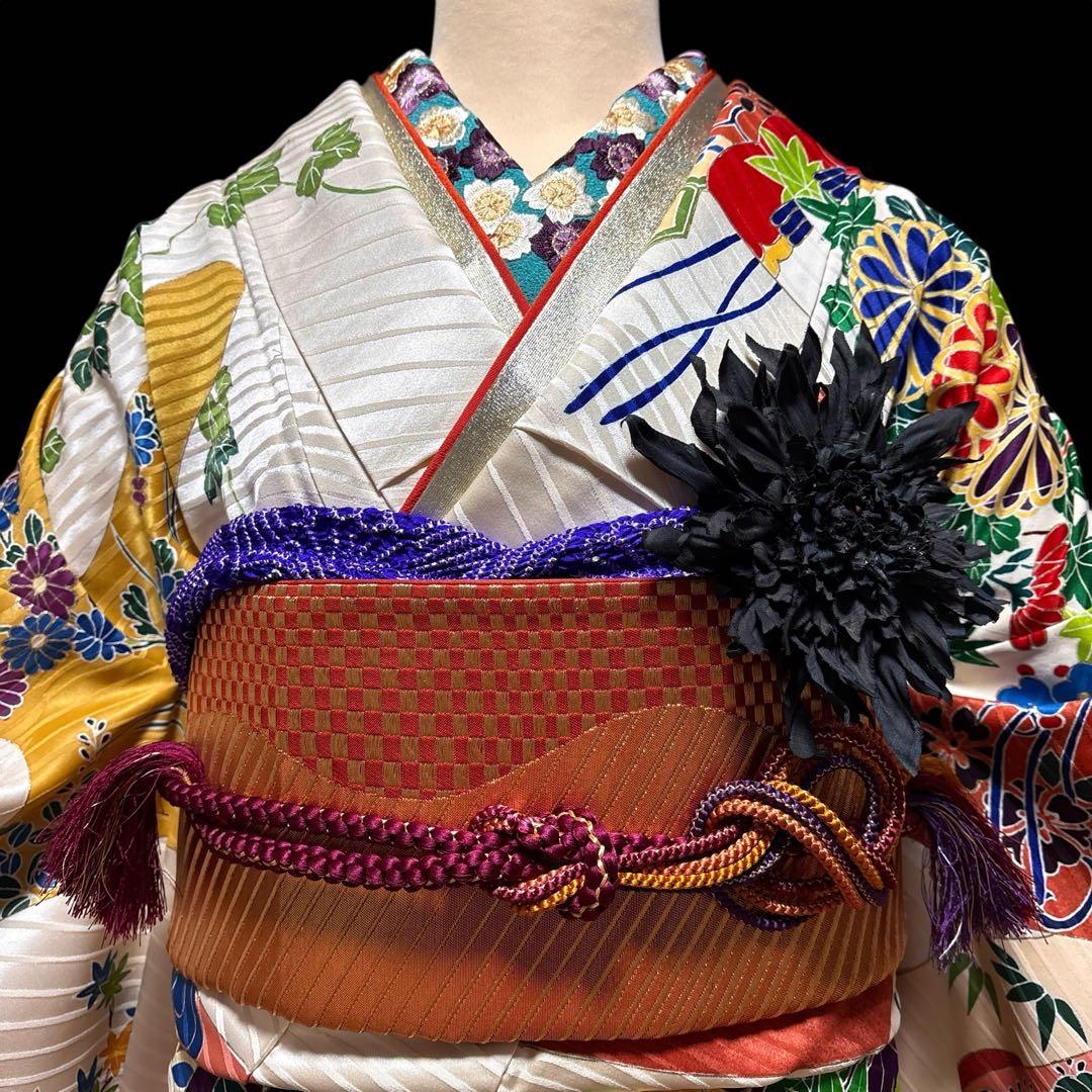 (う39) 錦彩の花宴✨豪華絢爛 手描き古典吉祥文様 アンティーク振袖セット㊗️
