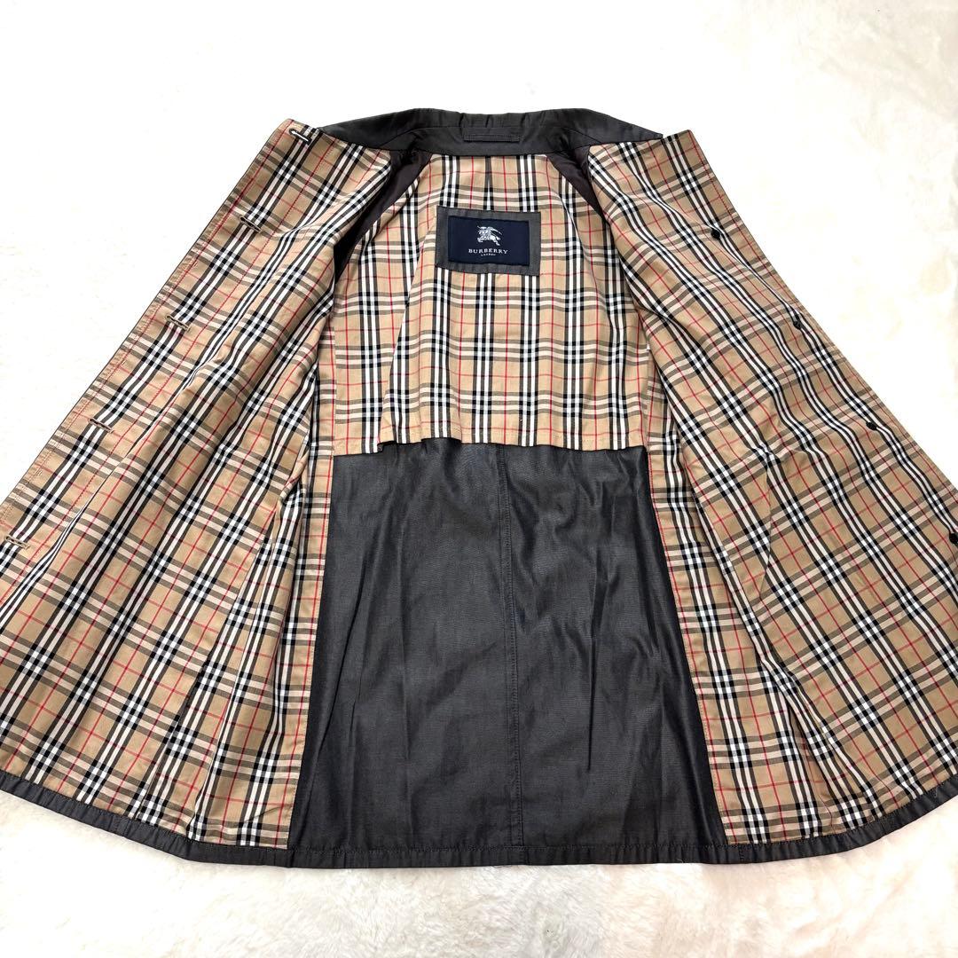【美品】 バーバリー ノバチェック コート ベルト付 グレー M