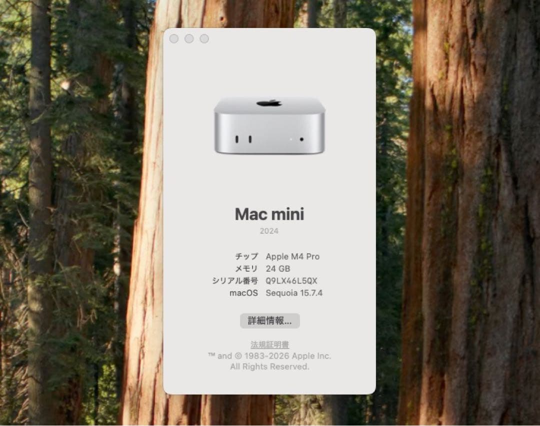 【美品】mac mini m4 pro メモリ24gb SSD512gb