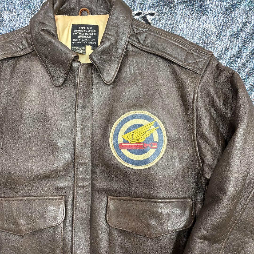 90s AVIREX A-2 Wild Fireレザーフライトジャケット