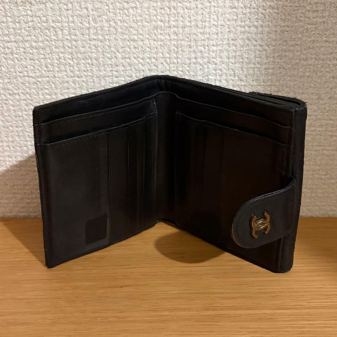 正規品 CHANEL ビコローレ ラムスキン 二つ折り財布 Wホック シャネル