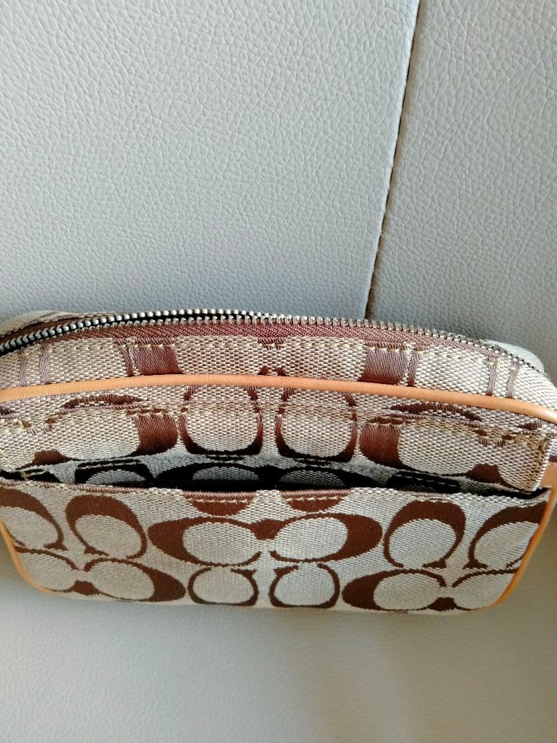 【美品未使用】』COACH ウエストポーチ シグネチャー ベージュ キャンバス
