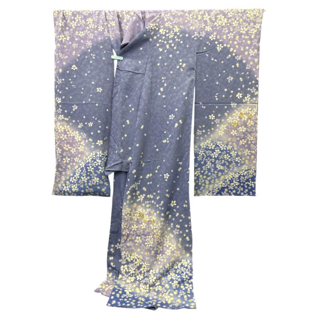 お*様 正絹 振袖 刺繍 桜吹雪 紋意匠 未仕立て品 仮絵羽