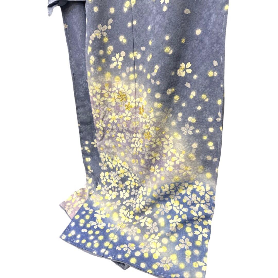 お*様 正絹 振袖 刺繍 桜吹雪 紋意匠 未仕立て品 仮絵羽