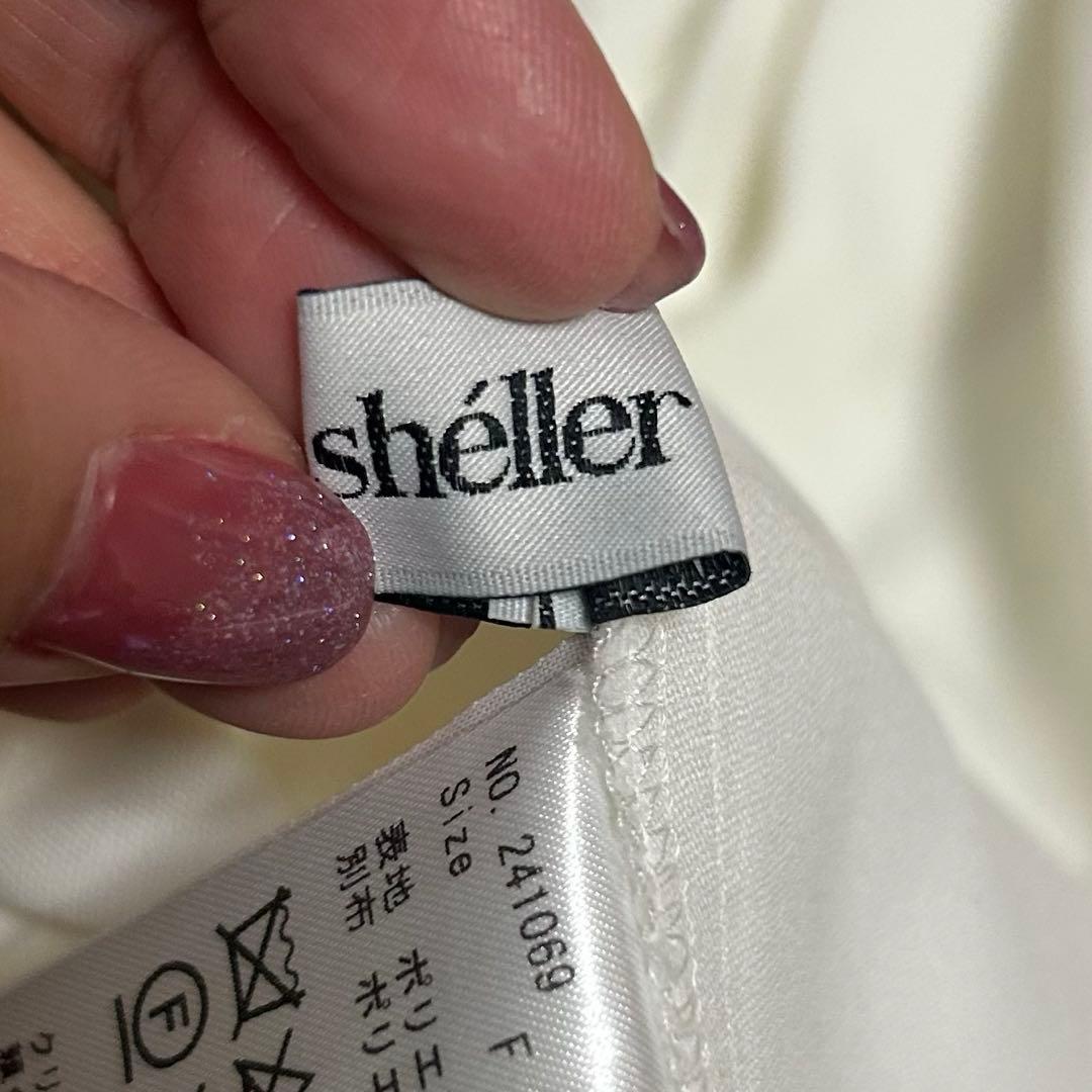 完売品/美品✨シェリエ sheller ショルダーリボンサテントップス ホワイト