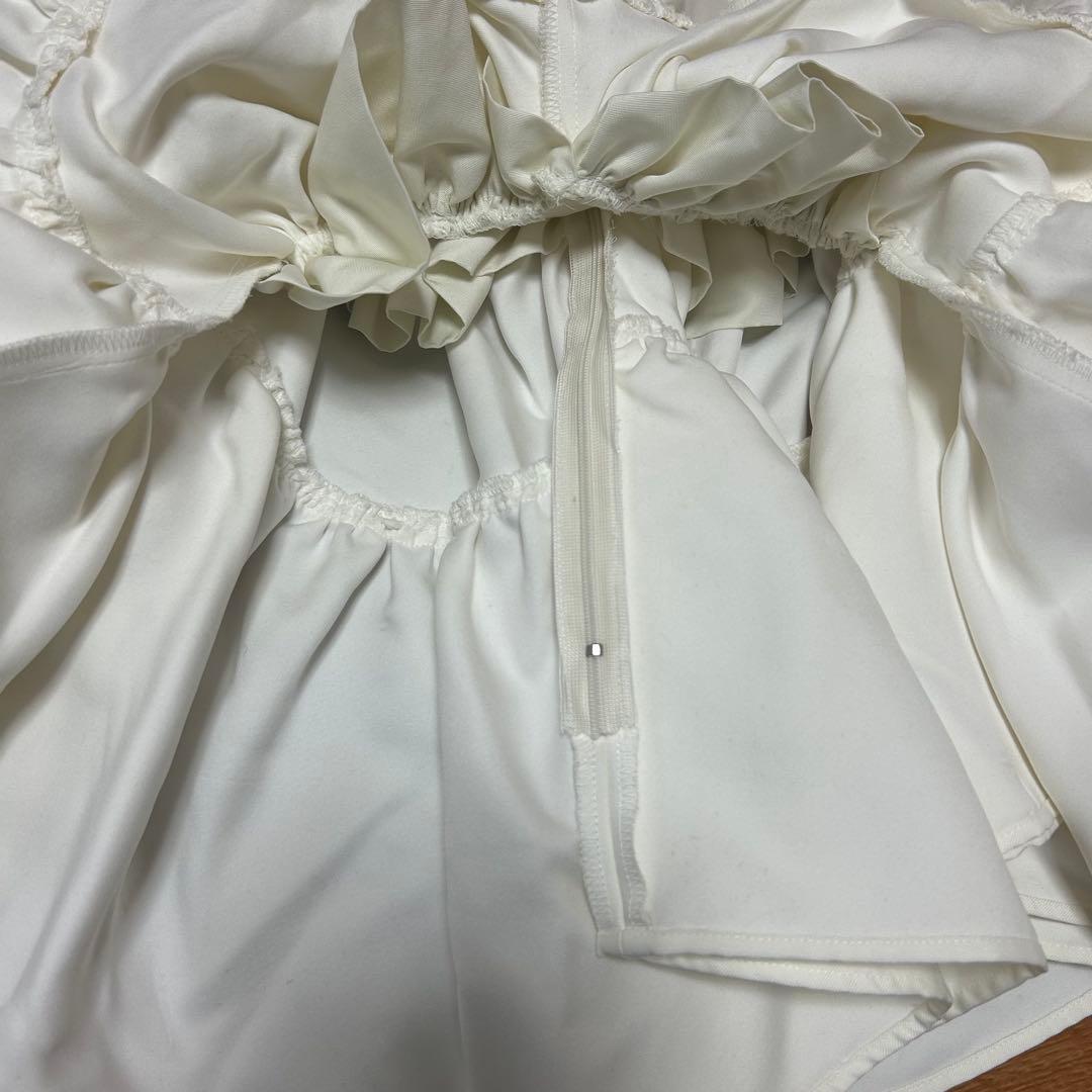 完売品/美品✨シェリエ sheller ショルダーリボンサテントップス ホワイト
