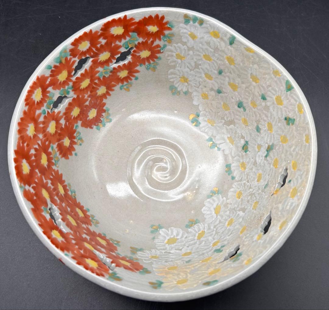 【希少】京焼　清水焼　雲楽窯　坂本沙智栄　菓子鉢　茶道具　花柄