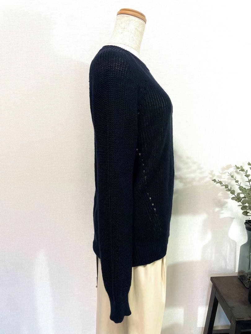 theory luxeリネンメッシュニットプルオーバーネイビー 定価2.6万円