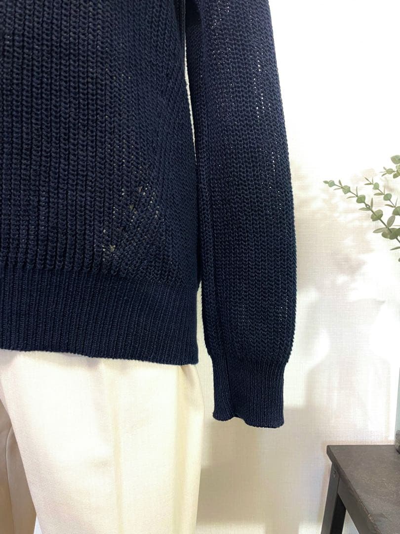 theory luxeリネンメッシュニットプルオーバーネイビー 定価2.6万円