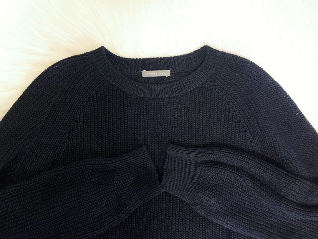 theory luxeリネンメッシュニットプルオーバーネイビー 定価2.6万円