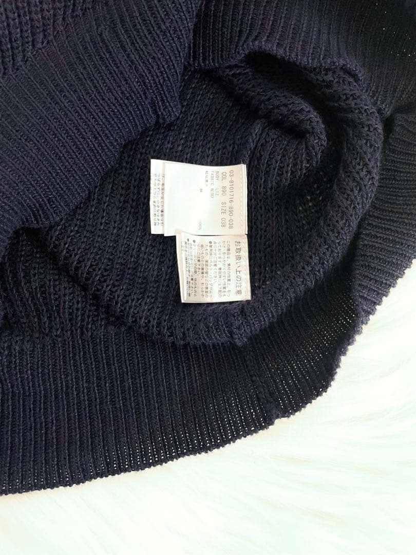 theory luxeリネンメッシュニットプルオーバーネイビー 定価2.6万円