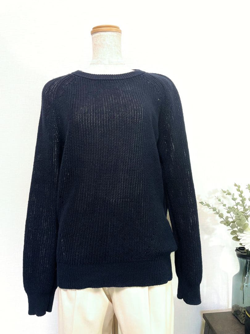 theory luxeリネンメッシュニットプルオーバーネイビー 定価2.6万円