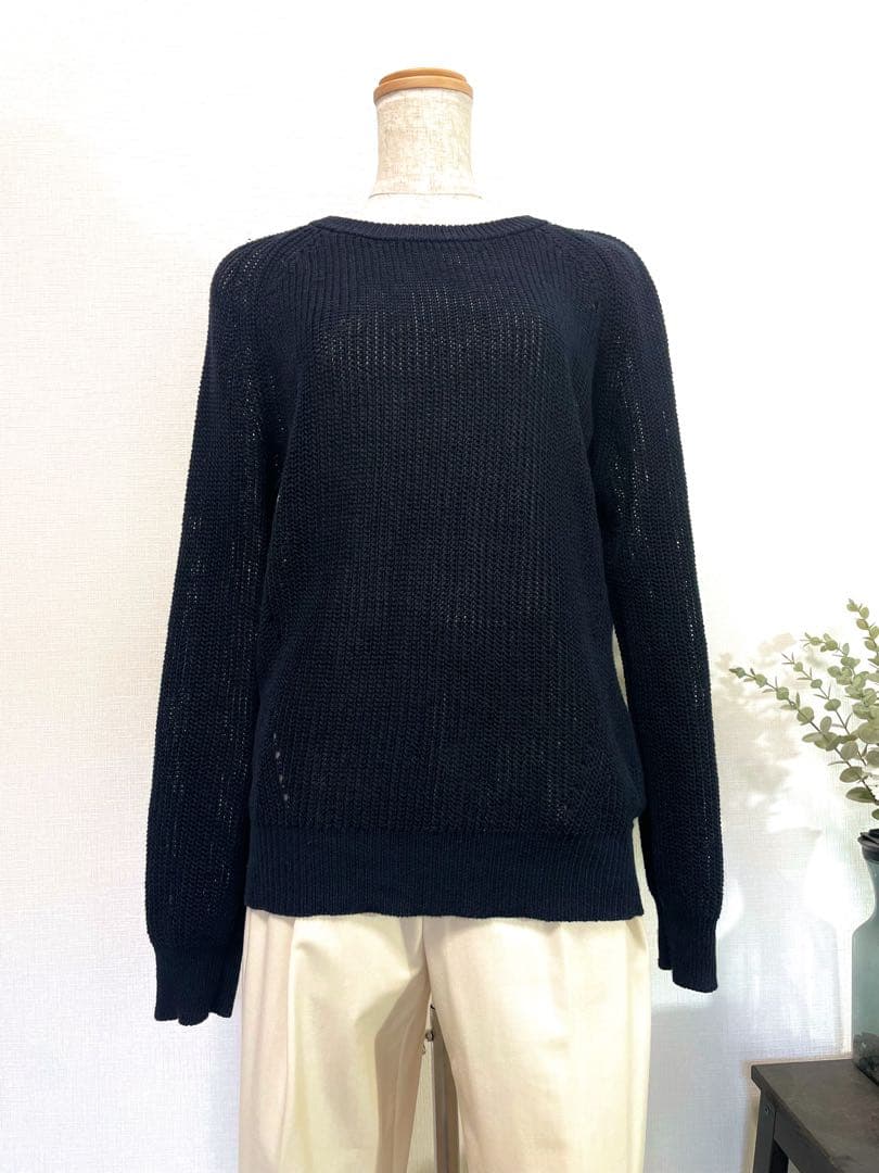 theory luxeリネンメッシュニットプルオーバーネイビー 定価2.6万円