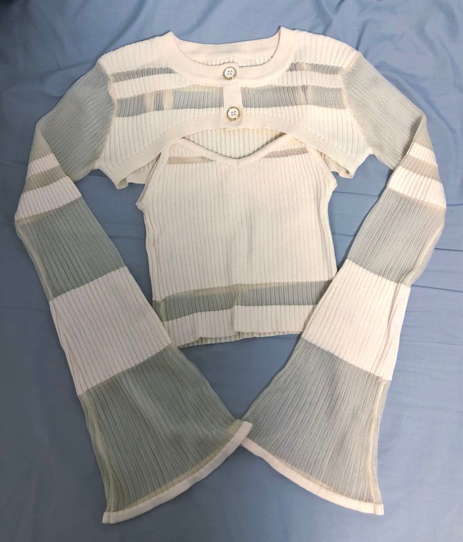 amerge. sheer border cardigan×cami set