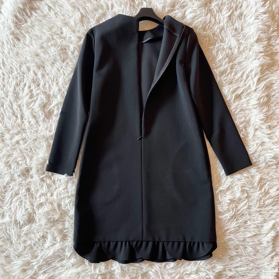 美品✨ ヨーコチャン スカラップドレス ロングスリーブ ワンピース ブラック M