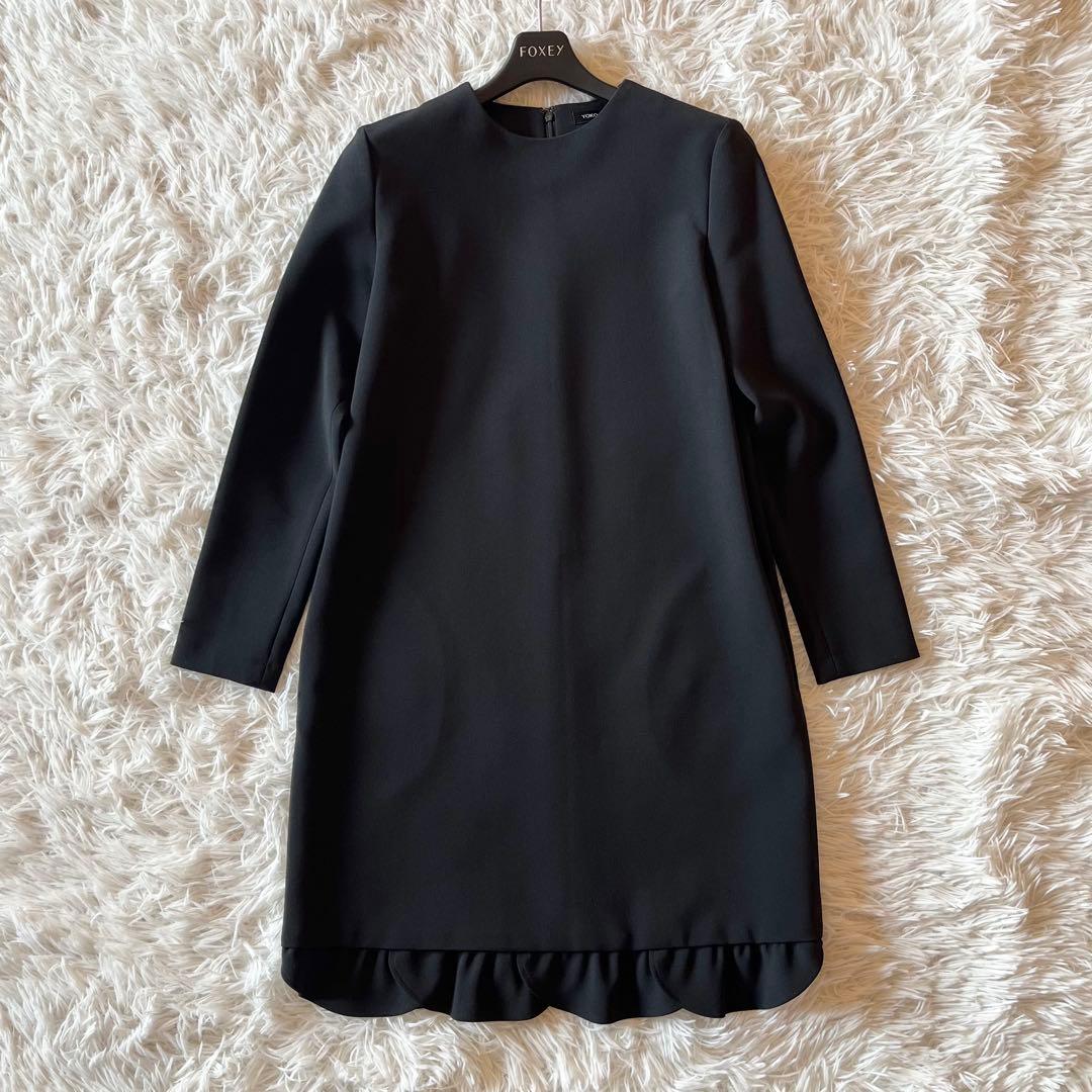 美品✨ ヨーコチャン スカラップドレス ロングスリーブ ワンピース ブラック M